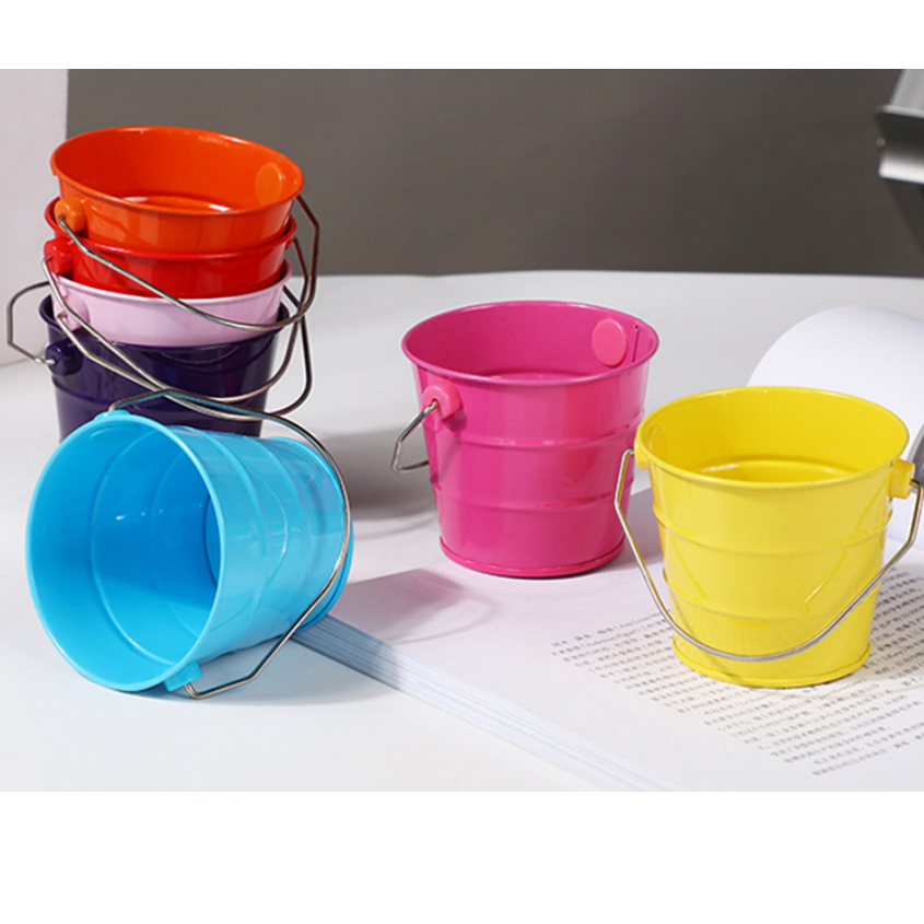 Tin Bucket At top 10cm x At bottom 7.8cm x Height 10.3cm