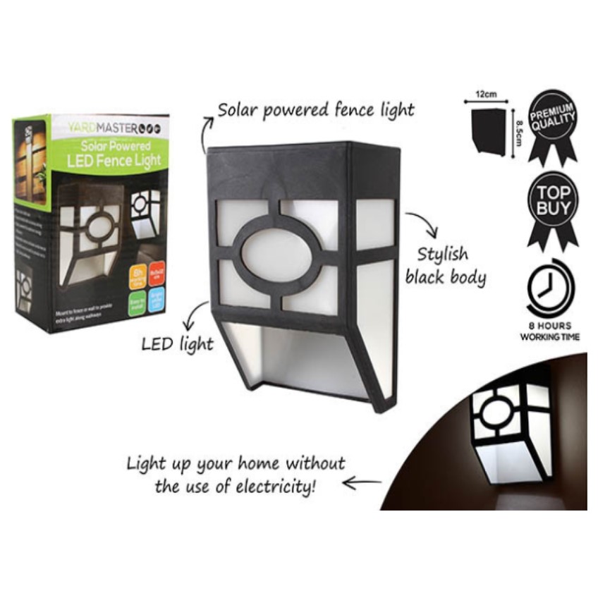 Solar powered LED fence light