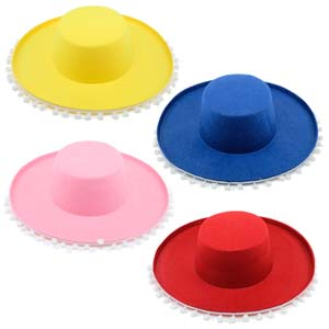 Craft Hat Wide Brim With Pom Poms Children's 39cm x 37cm x 10cm