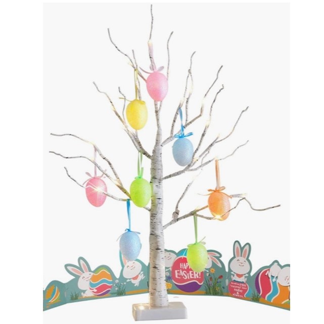 Light up LED Birch woode design Easter Tree 60cm
