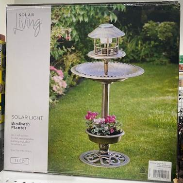 Solar Light Bird Bath Planter 95cm x 44cm