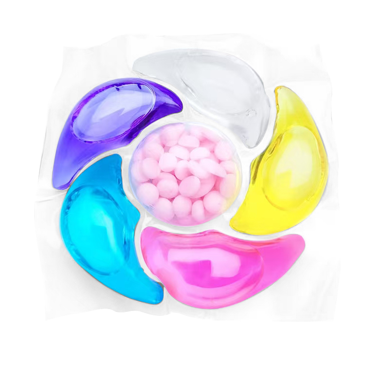 Sextuple chamber laundry detergent pods