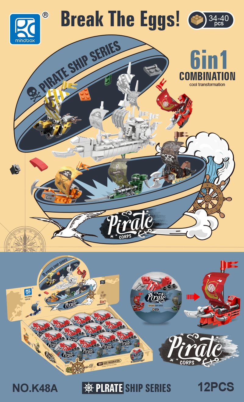 Pirate Ship Egg Building Blocks Set